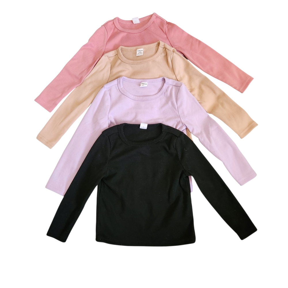 Shein Long Sleeve Fleece Shirts Lot Of 4 Black, Tan, Pink And Purple